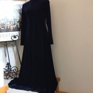 EXTRA PICTURES ELEGANT VTG ORVIS DRESS MIDNIGHT BLUE VELVET MAXI NEW UNWORN SZ M